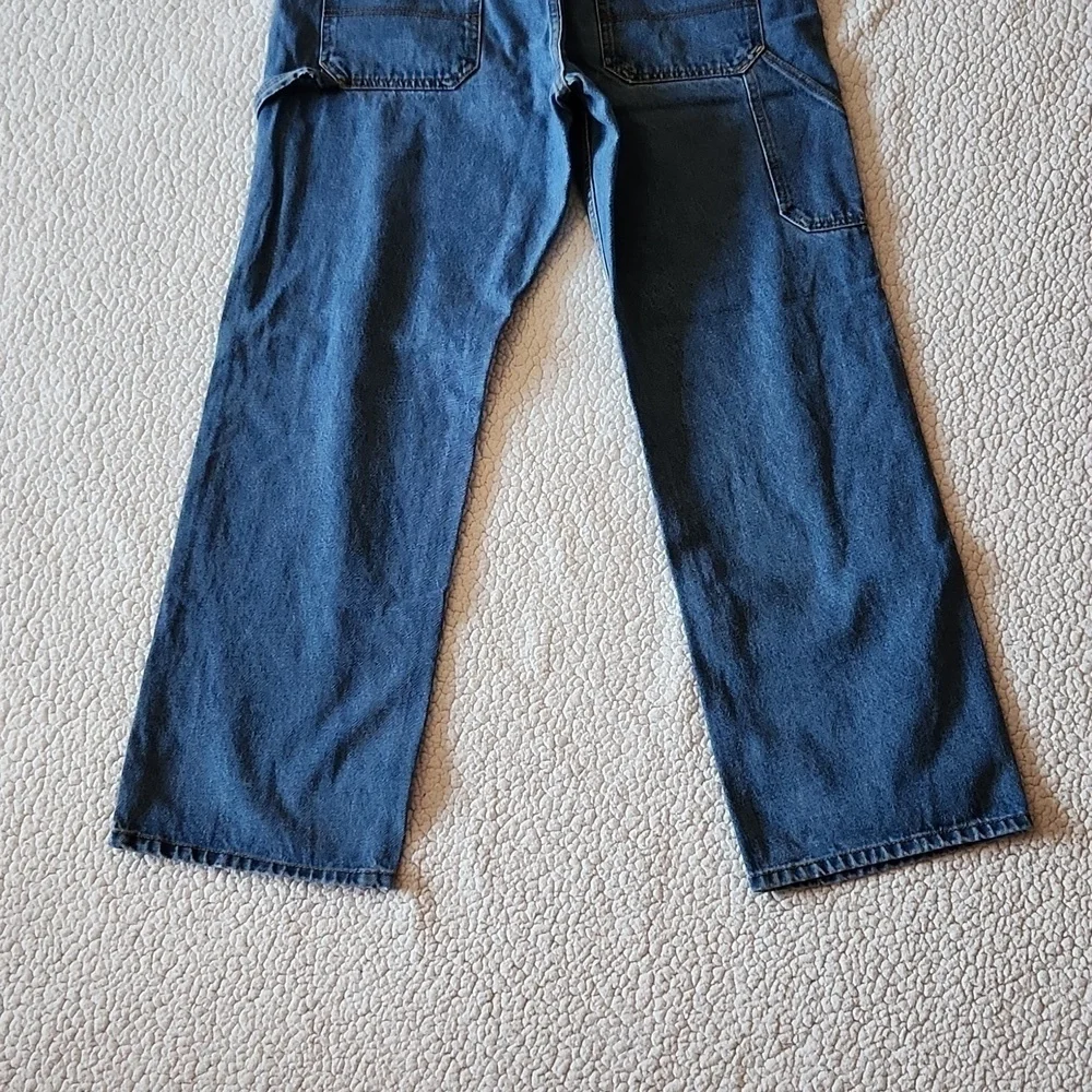 Blue mountain high rise wide leg carpenter medium wash distressed jeans